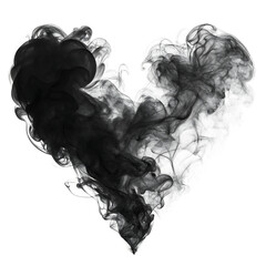 Fototapeta premium black smoke in heart shape isolated on white background PNG.AI GENERATED