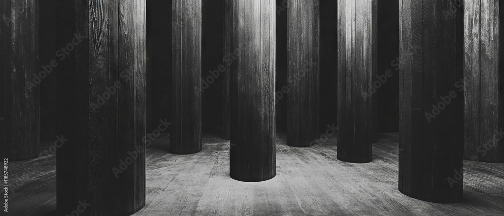 Aufkleber dark wood grain banner template with textured background and ample blank space