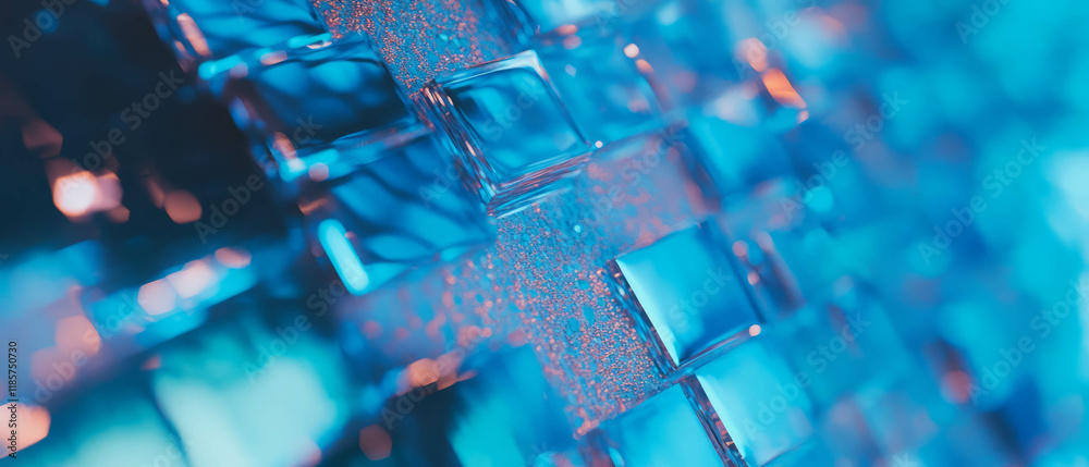Poster vibrant blue mosaic tiles create a textured and colorful background