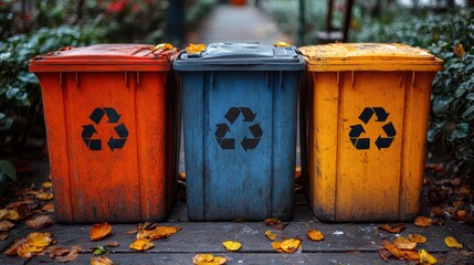 Obraz premium Recycling Bins in Urban Environment