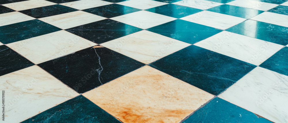 Poster classic checkerboard tile pattern showcases timeless design in luxurious space