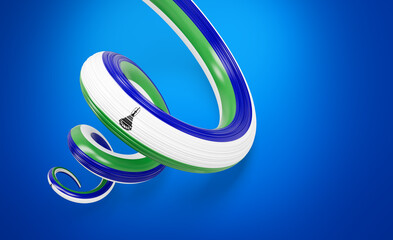 3d Flag Of Lesotho 3d Shiny Waving Twisted Lesotho Ribbon Flag On Blue Background 3d Illustration