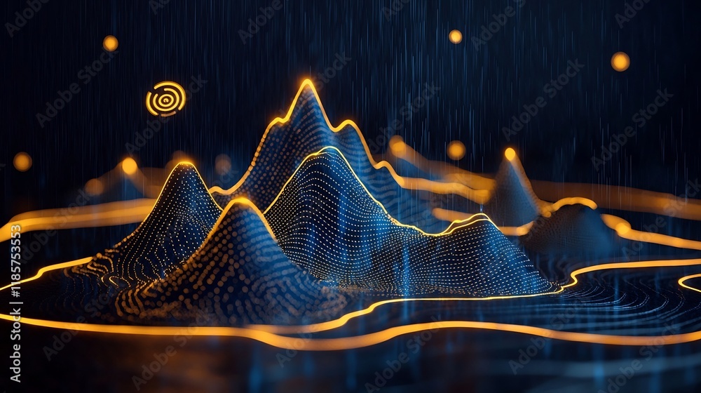 Poster mesmerizing topographic map displaying fluid dynamic weather data and meteorological insights visual