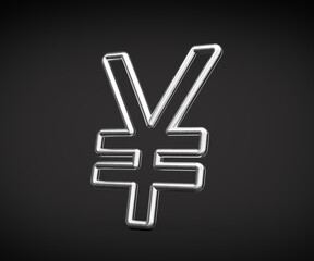 Japanese Yen Currency Symbol Made Of Silver Metal Gleam With Smooth Curves 3D Illustration