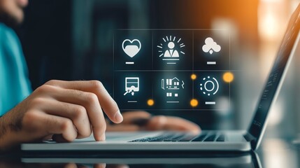 User give rating to service experience on online application, Customer review satisfaction feedback survey concept, Customer can evaluate quality of service leading to reputation ranking of business.