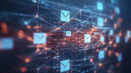 Obraz premium A digital platform displaying chat tools and email threads for effective communication Stock Photo with side copy space.
