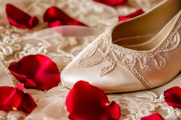 wedding shoes and roses