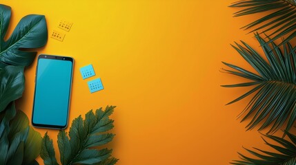 A desk setup with a calendar, sticky notes, and a smartphone showing reminders Stock Photo with side copy space.