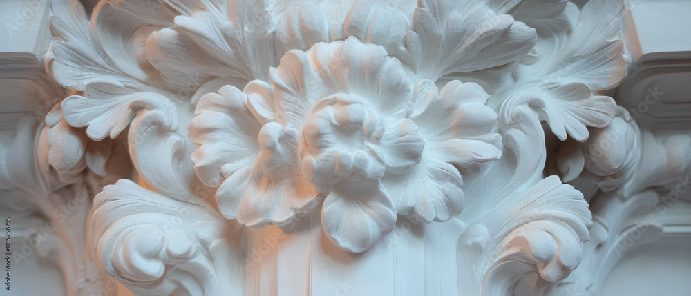 Poster Elegant embossed floral frame showcasing intricate details in a formal design setting