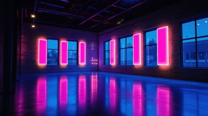 Neon Glow: A Vibrant Industrial Interior Design