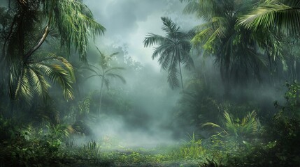 Dark mist fogy forest swamp nature wallpaper background