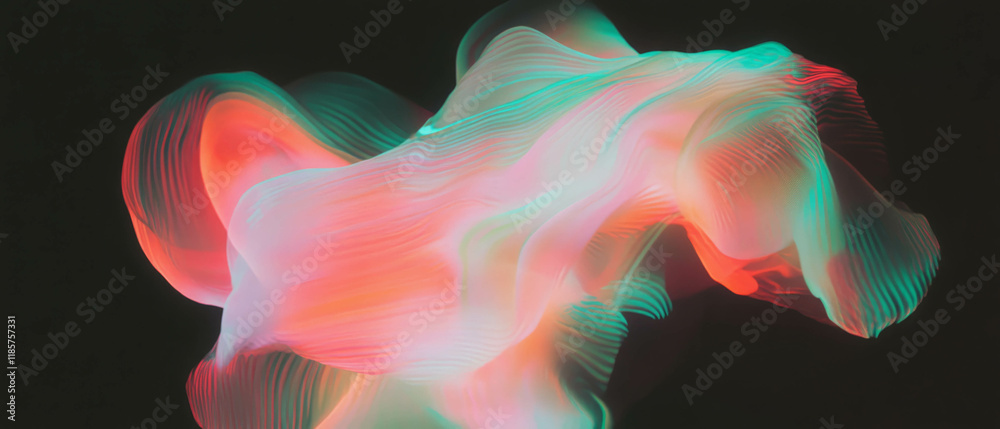 Poster colorful abstract fire shapes swirling on a dark background creating an artistic display