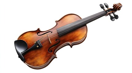 Obraz premium A Polished Wooden Violin Isolated On White Background