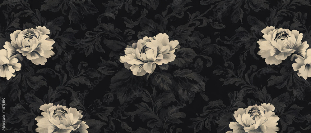 Poster Rich floral damask patterns create an ornate textile background suitable for various designs