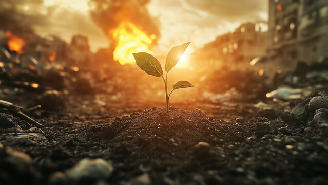 Hope Amid Destruction: A Sprout in the Ashes