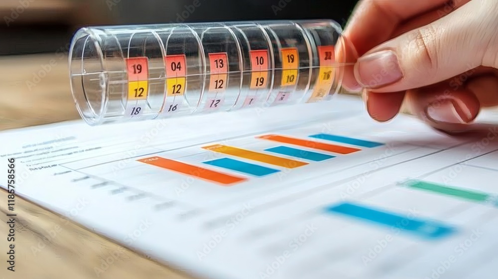 Poster Visual representation of milestones on a goal-setting timeline Stock Photo with side copy space.