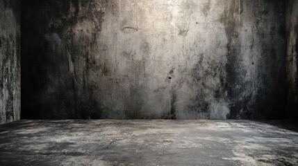 stock photo features a 3D-rendered empty and dark abstract concrete room interior 