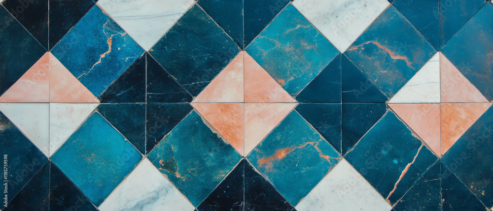 Aufkleber Geometric tile patterns with clean lines in a sophisticated modern setting