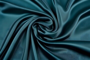 Obraz premium Teal silk fabric swirl, draped, studio backdrop, textile design
