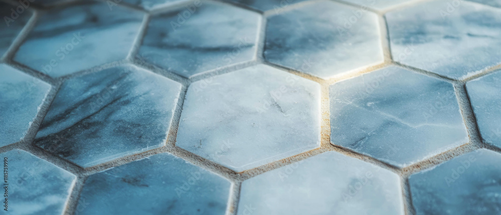 Poster Grey hexagonal tiles create a modern geometric pattern in stylish interior design