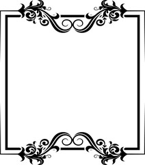 Vintage frame for adding brand messages. Highlighted black abstract frame on white background.
