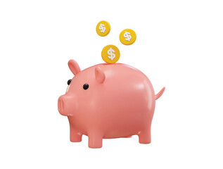 Piggy bank icon 3d render concept of dollar coin safe deposit icon vector illustration