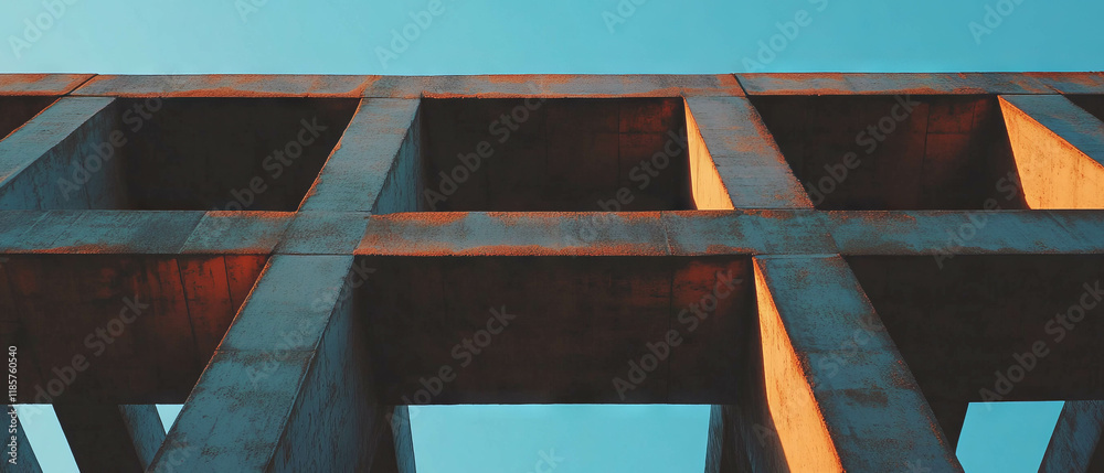 Poster modern geometric pattern with interlocking squares in a minimalist design