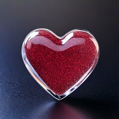 3D Red Heart Shaped Glass Object 