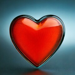 3D Red Heart Shaped Glass Object 