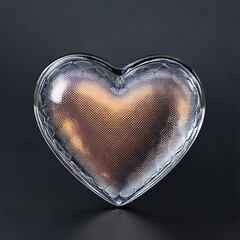 pastel pink metal heart shape in a transparent clear heart shape isolated on background