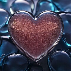 Elegant Pastel Pink Transparent Glass Heart with Subtle Glow - Isolated on a Background