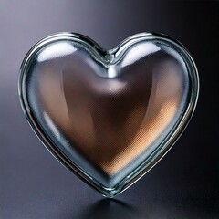 Elegant Pastel Pink Transparent Glass Heart with Subtle Glow - Isolated on a Background