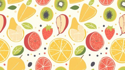 Vibrant and Colorful Fruit Pattern with Diverse Citrus and Berries