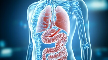 Magen-Darm Schmerzen - anatomische 3D-Illustration