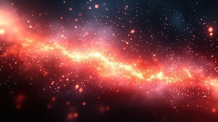 Fototapeta premium Red glow with particles in deep space for a background