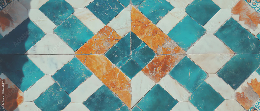 Poster intricate moroccan tile pattern showcasing vibrant colors and elegant design