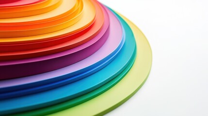 Obraz premium A vibrant rainbow arching across a clean white background, with seven distinct colors blending smoothly.