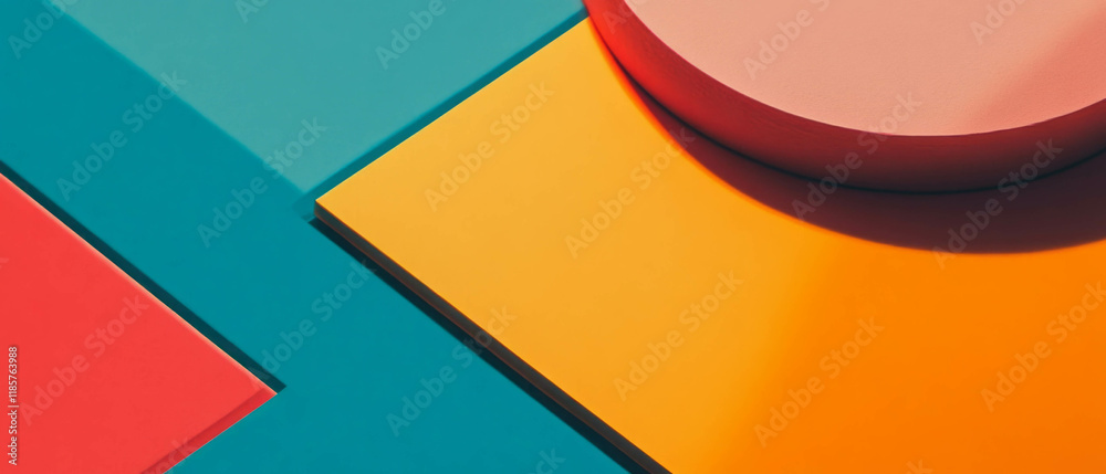 Poster modern abstract geometric shapes in bold colors create a striking visual composition
