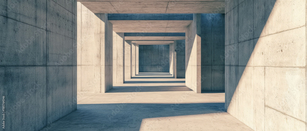 Leinwandbilder exploring the depth of light gray concrete architecture in a modern industrial setting