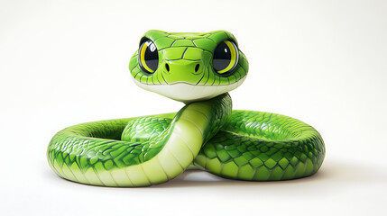 Fototapeta premium Adorable Green Cartoon Snake