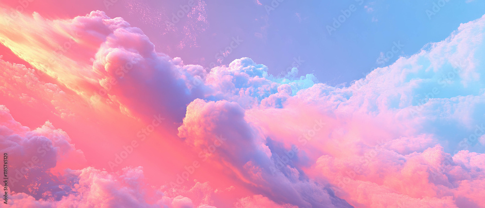 Poster soft and fluffy clouds create a serene and airy ambiance in the sky