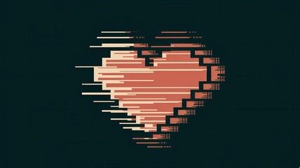 Pixelated Heart Illustration Dark Background Valentine's Day Cards