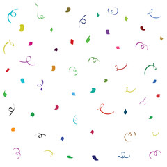 confetti falling on white background. Party festive firework. Carnival confetti vector illustration isolated on white background. Fully editable template