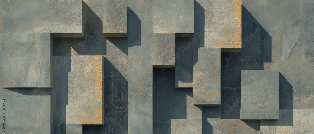 Poster Offset tile pattern with staggered lines creating contemporary textured design