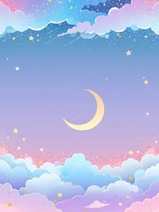 Dreamy Crescent Moon in Pastel Pink Serenity