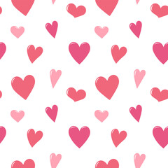 Seamless pattern with pink hearts. Valentine's Day background for textiles and packaging. Vector illustration.