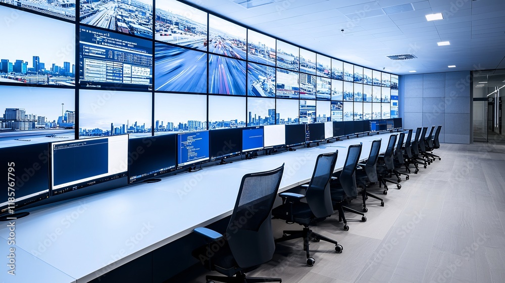 Poster advanced cargo management software monitoring real-time transportation data and optimizing logistics