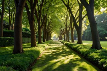 Obraz premium A beautiful serene green forest color images background