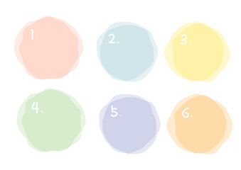 パステルカラーの手描き風円形フレーム