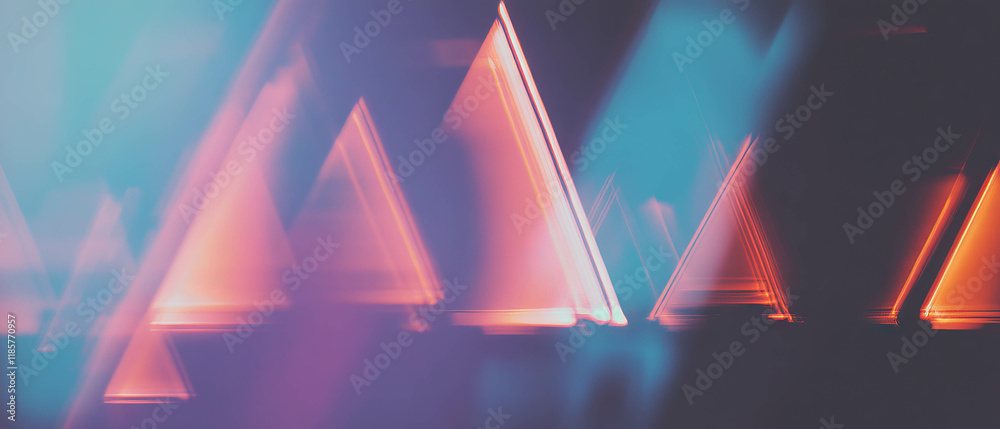 Poster Dynamic design featuring repeating triangles in vibrant hues and contemporary style